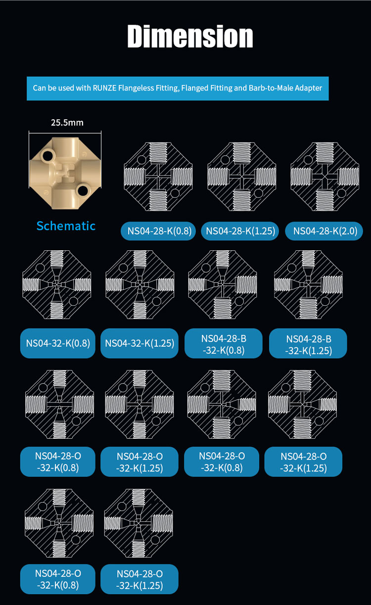 PEEK Female Thread Cross Adapter